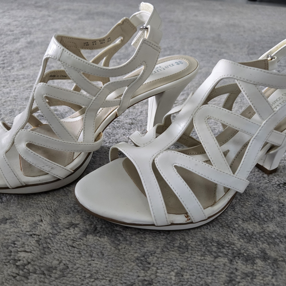 Naturalizer White Strappy Heels